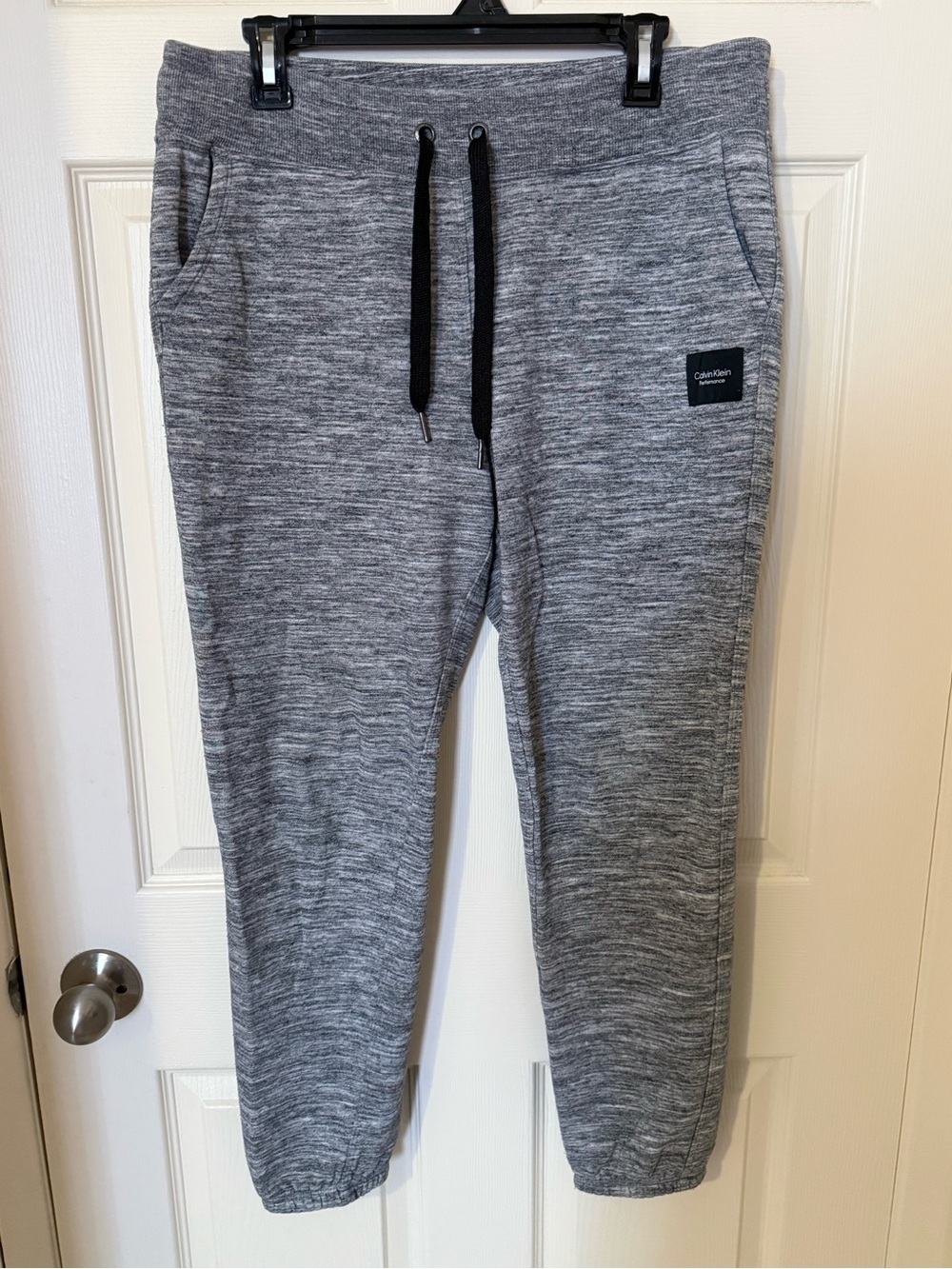 Calvin Klein Men’s Grey Heather Jogger Sweatpants with Black Drawstring